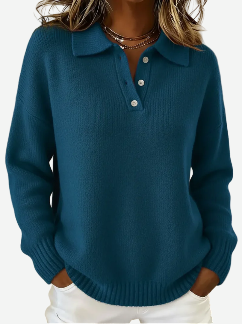 Marina - Soft Knit Polo Sweater