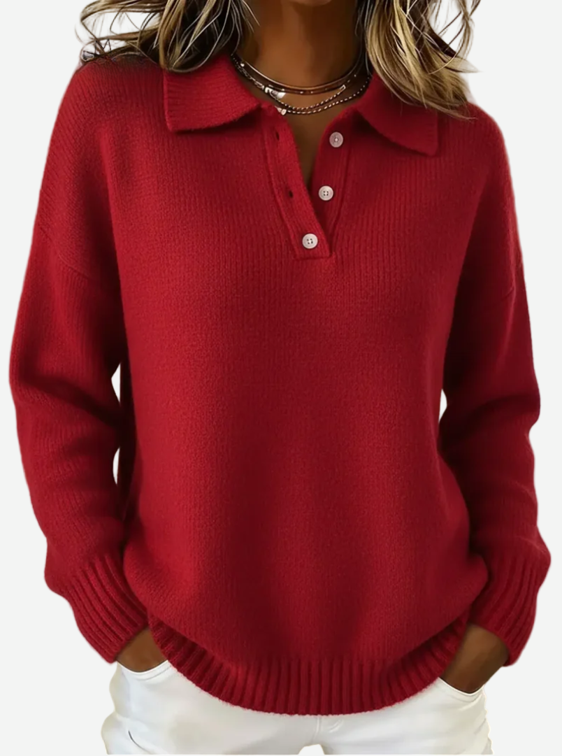 Marina - Soft Knit Polo Sweater