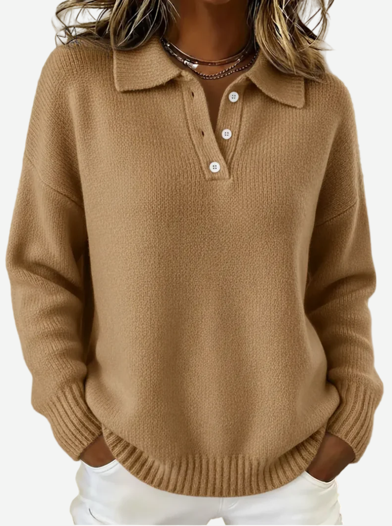 Marina - Soft Knit Polo Sweater