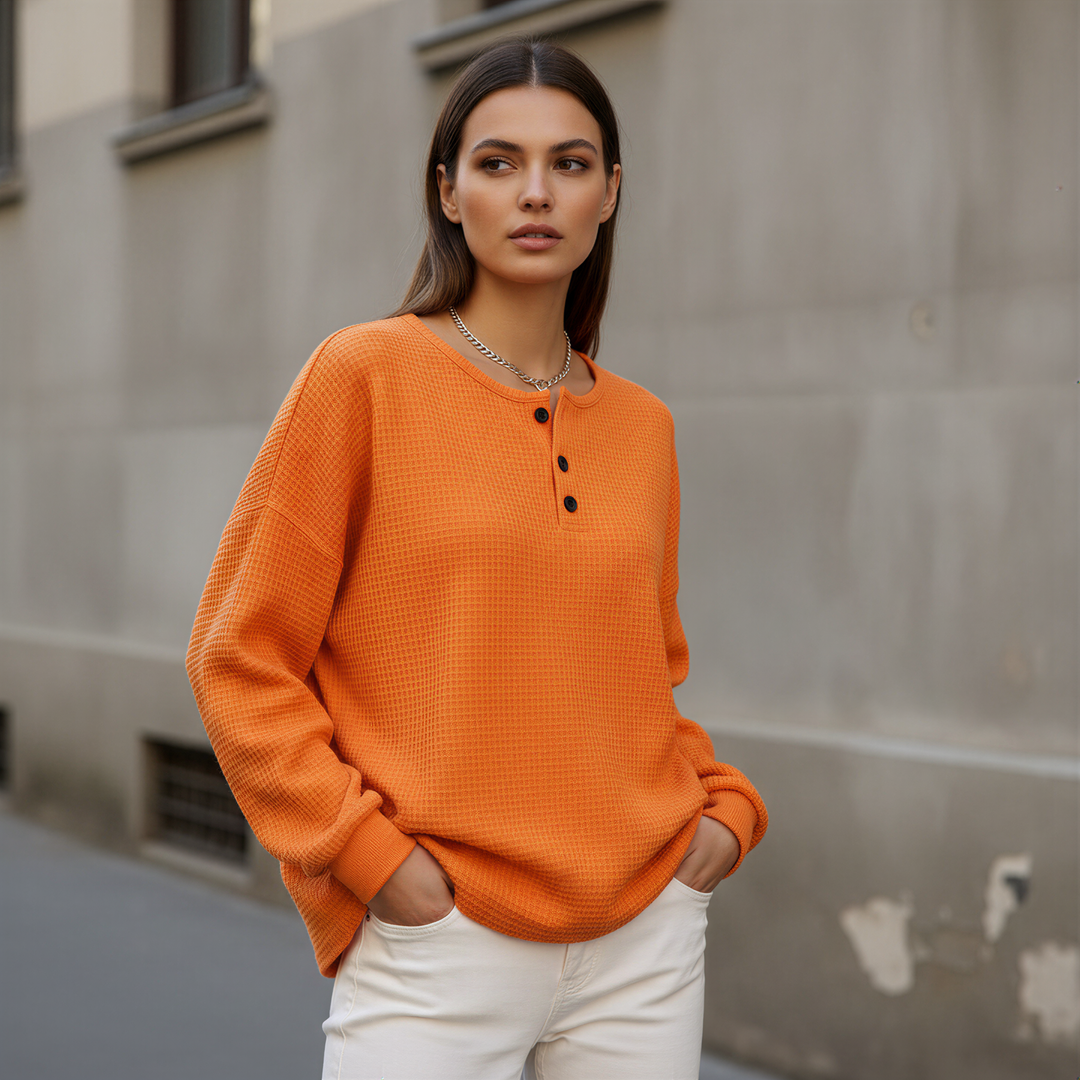 Thalia - Relaxed Henley Collar Sweater