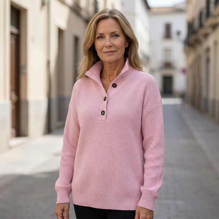 Junia - Casual Long Sleeve Stand Collar Sweater