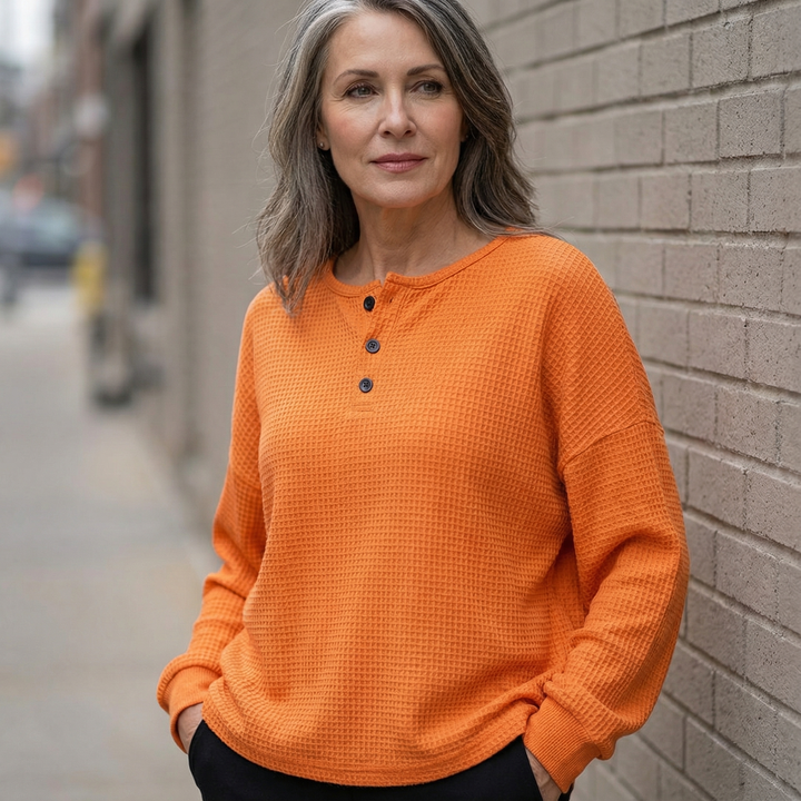 Thalia - Relaxed Henley Collar Sweater