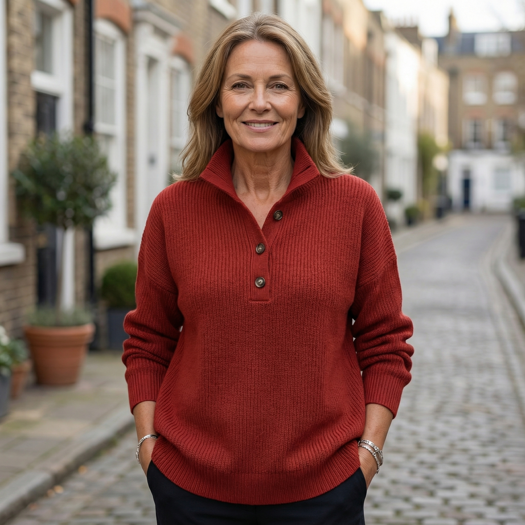 Junia - Casual Long Sleeve Stand Collar Sweater